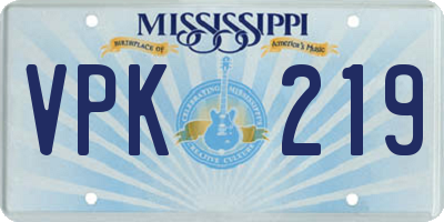 MS license plate VPK219