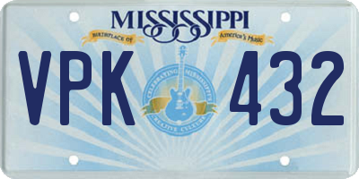MS license plate VPK432