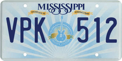 MS license plate VPK512