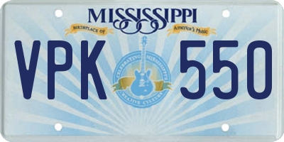 MS license plate VPK550
