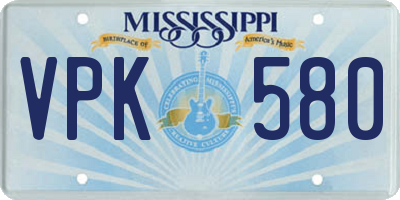 MS license plate VPK580