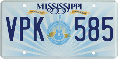 MS license plate VPK585