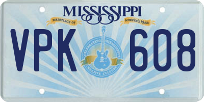 MS license plate VPK608