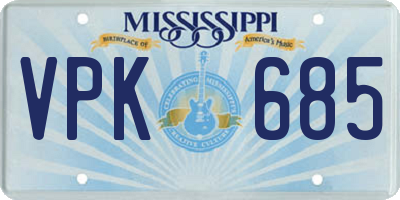 MS license plate VPK685