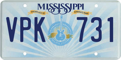 MS license plate VPK731