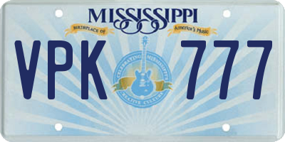 MS license plate VPK777