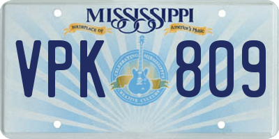 MS license plate VPK809