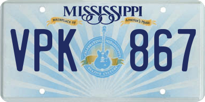 MS license plate VPK867