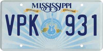 MS license plate VPK931