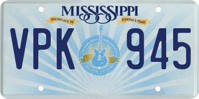 MS license plate VPK945