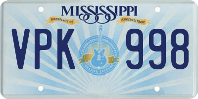 MS license plate VPK998
