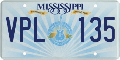 MS license plate VPL135