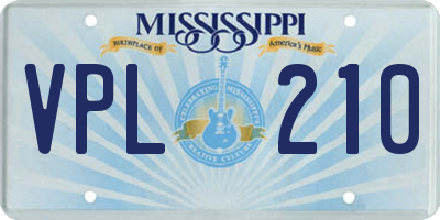 MS license plate VPL210