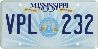 MS license plate VPL232