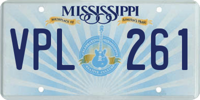 MS license plate VPL261