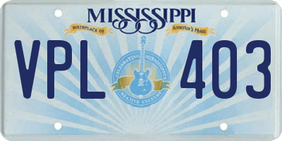 MS license plate VPL403