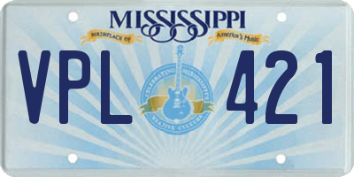 MS license plate VPL421