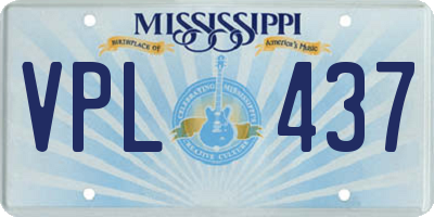 MS license plate VPL437