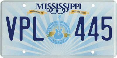 MS license plate VPL445