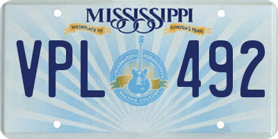 MS license plate VPL492