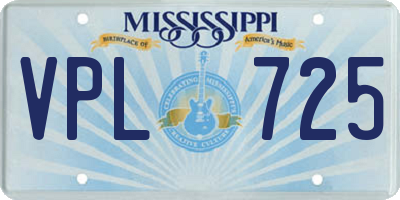 MS license plate VPL725