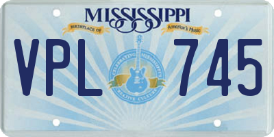 MS license plate VPL745