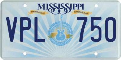 MS license plate VPL750