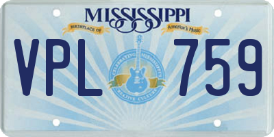 MS license plate VPL759