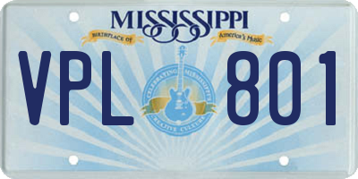 MS license plate VPL801