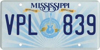 MS license plate VPL839