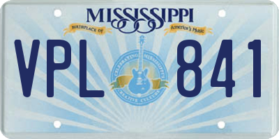 MS license plate VPL841