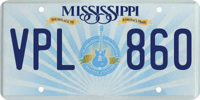 MS license plate VPL860