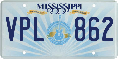 MS license plate VPL862
