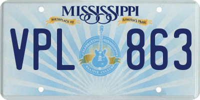 MS license plate VPL863