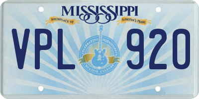 MS license plate VPL920