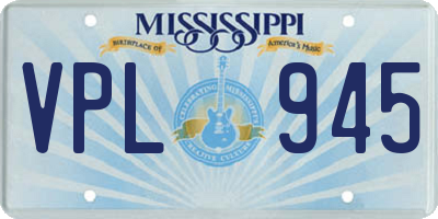 MS license plate VPL945