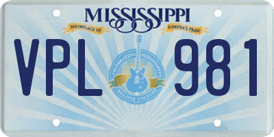 MS license plate VPL981