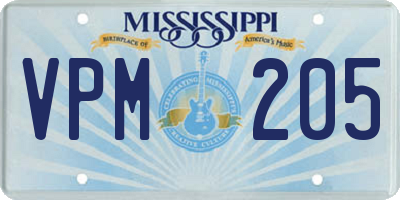 MS license plate VPM205
