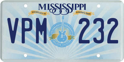 MS license plate VPM232