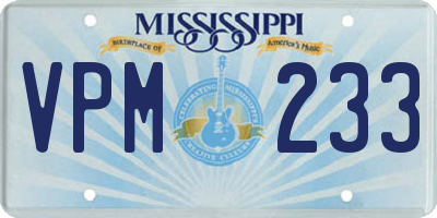 MS license plate VPM233