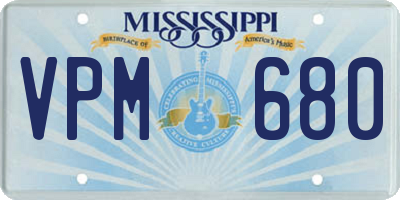 MS license plate VPM680