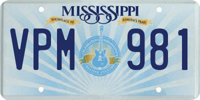 MS license plate VPM981