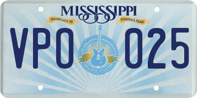MS license plate VPO025