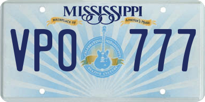 MS license plate VPO777