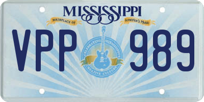 MS license plate VPP989