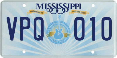 MS license plate VPQ010