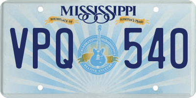MS license plate VPQ540