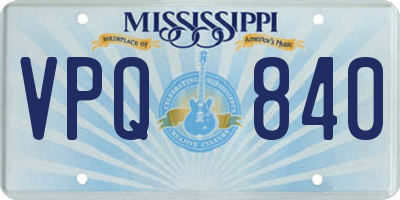 MS license plate VPQ840
