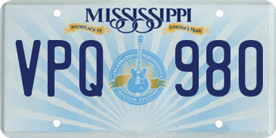 MS license plate VPQ980