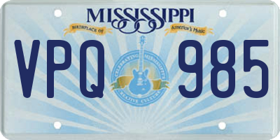 MS license plate VPQ985
